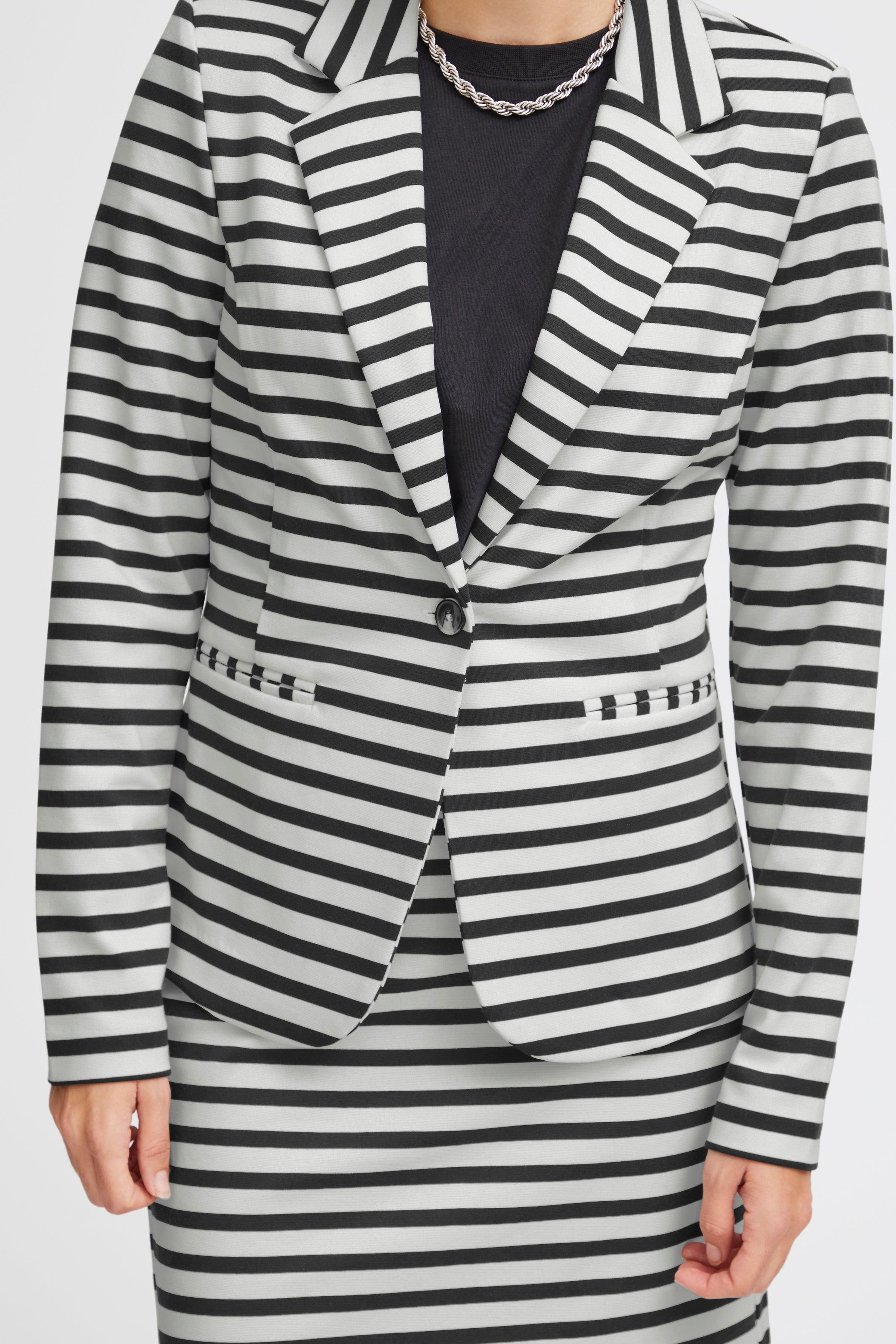 Blazer ICHI Kate Cloud Dancer Black Stripe - ECRU