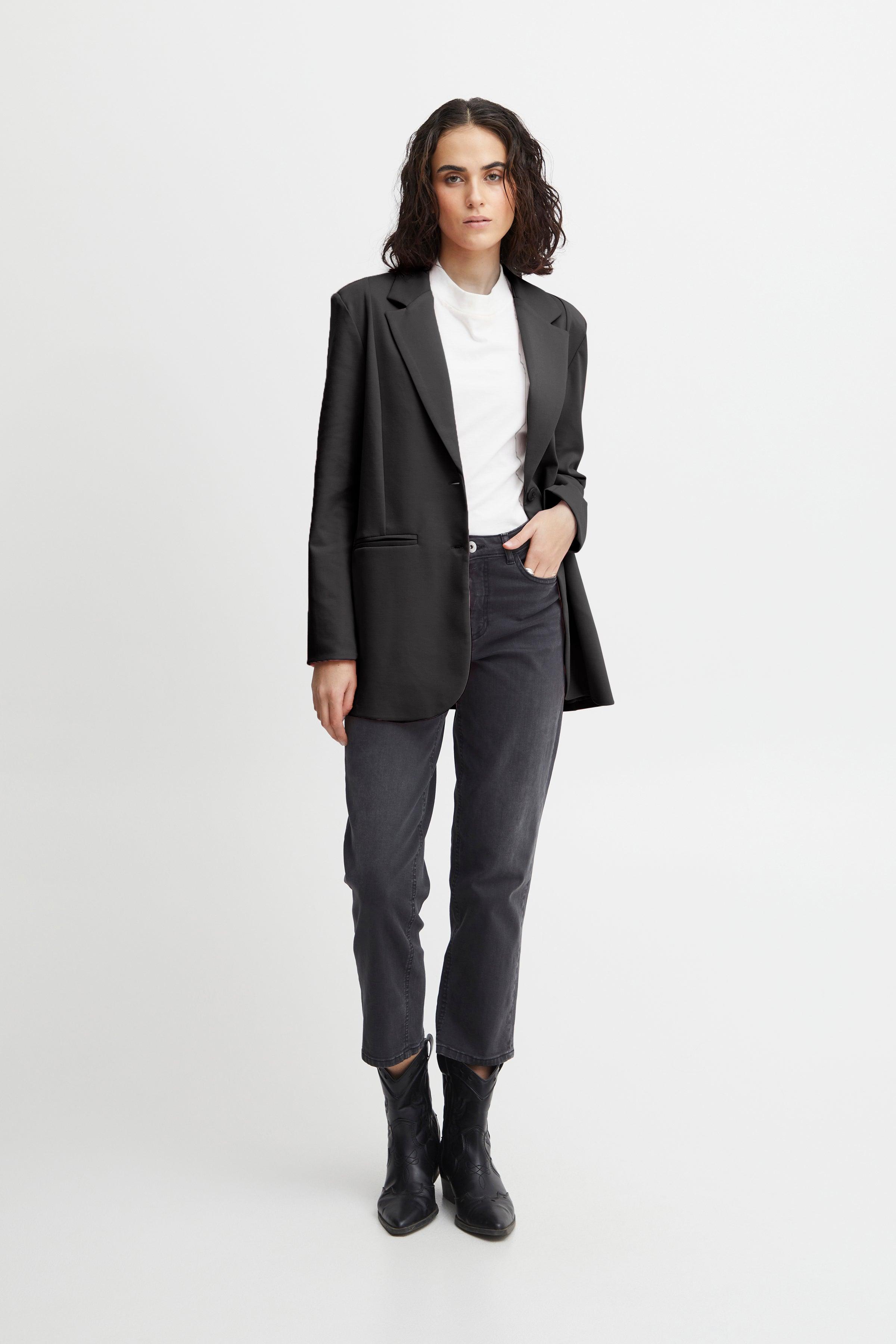 Blazer ICHI Oversize Kate Black - ECRU