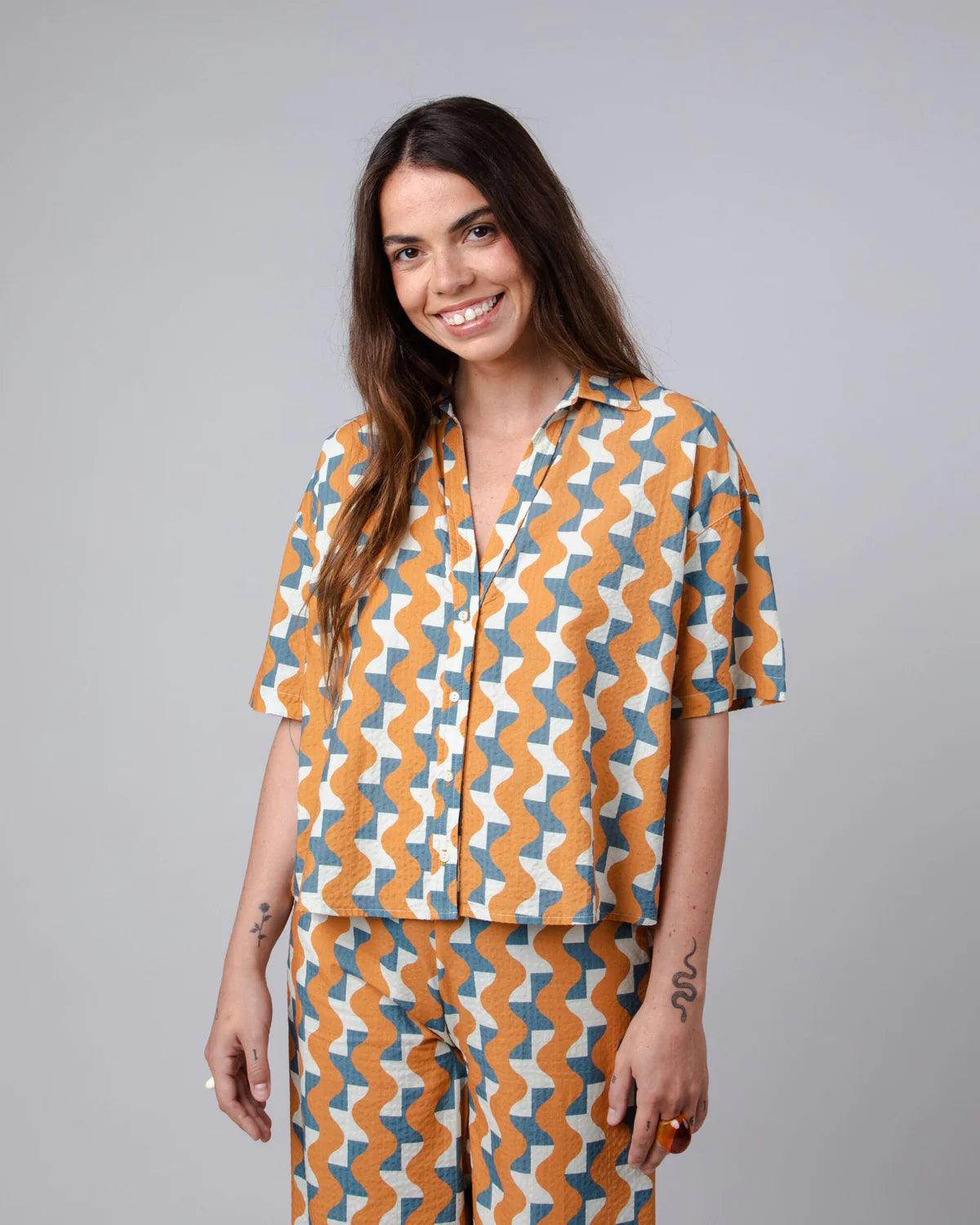 Blusa Brava Fabrics Big Tiles Aloha Ochre - ECRU