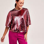 Blusa CKS Tiria Dark Pink - ECRU