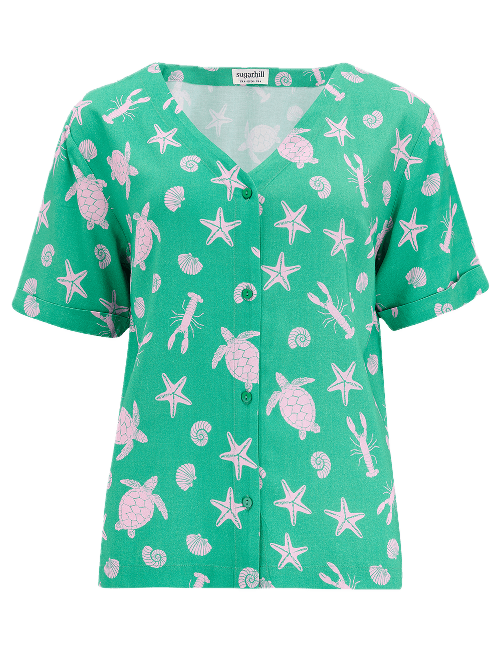 Blusa Sugarhill Hatty Green Pink Sea Cove - ECRU