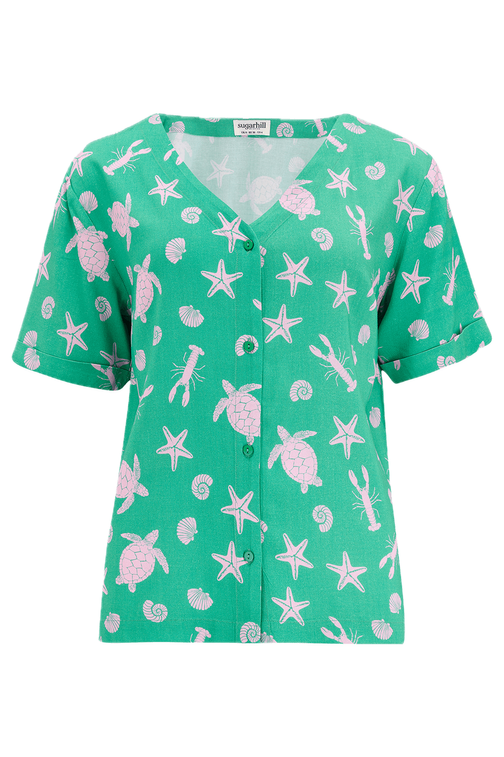 Blusa Sugarhill Hatty Green Pink Sea Cove - ECRU