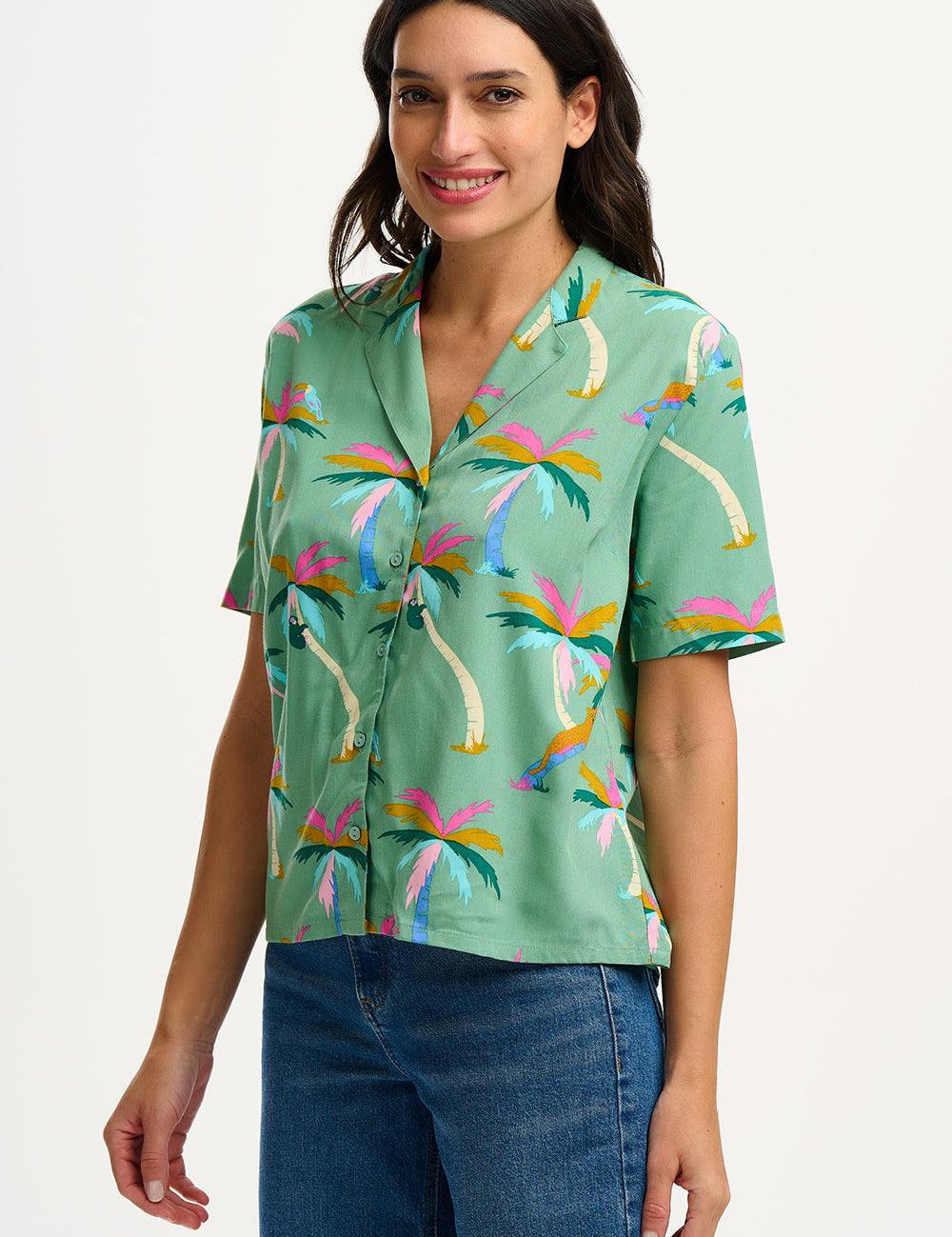 Blusa Sugarhill Santana Green Rainbow Palms - ECRU