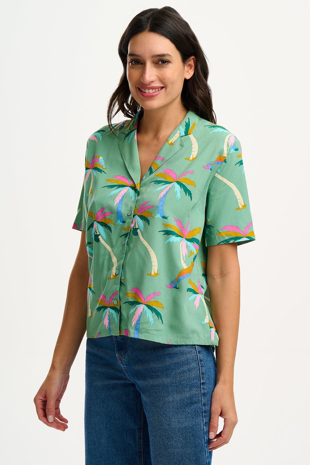 Blusa Sugarhill Santana Green Rainbow Palms - ECRU