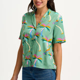 Blusa Sugarhill Santana Green Rainbow Palms - ECRU