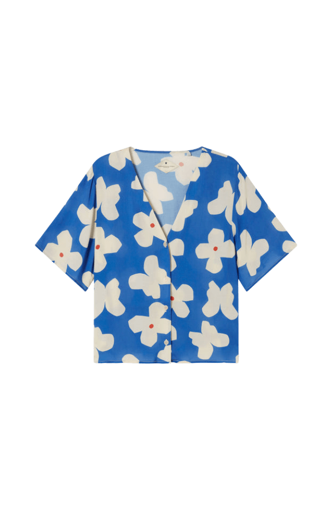 Blusa Thinking Mu Azul Flores Butterfly Libelula - ECRU