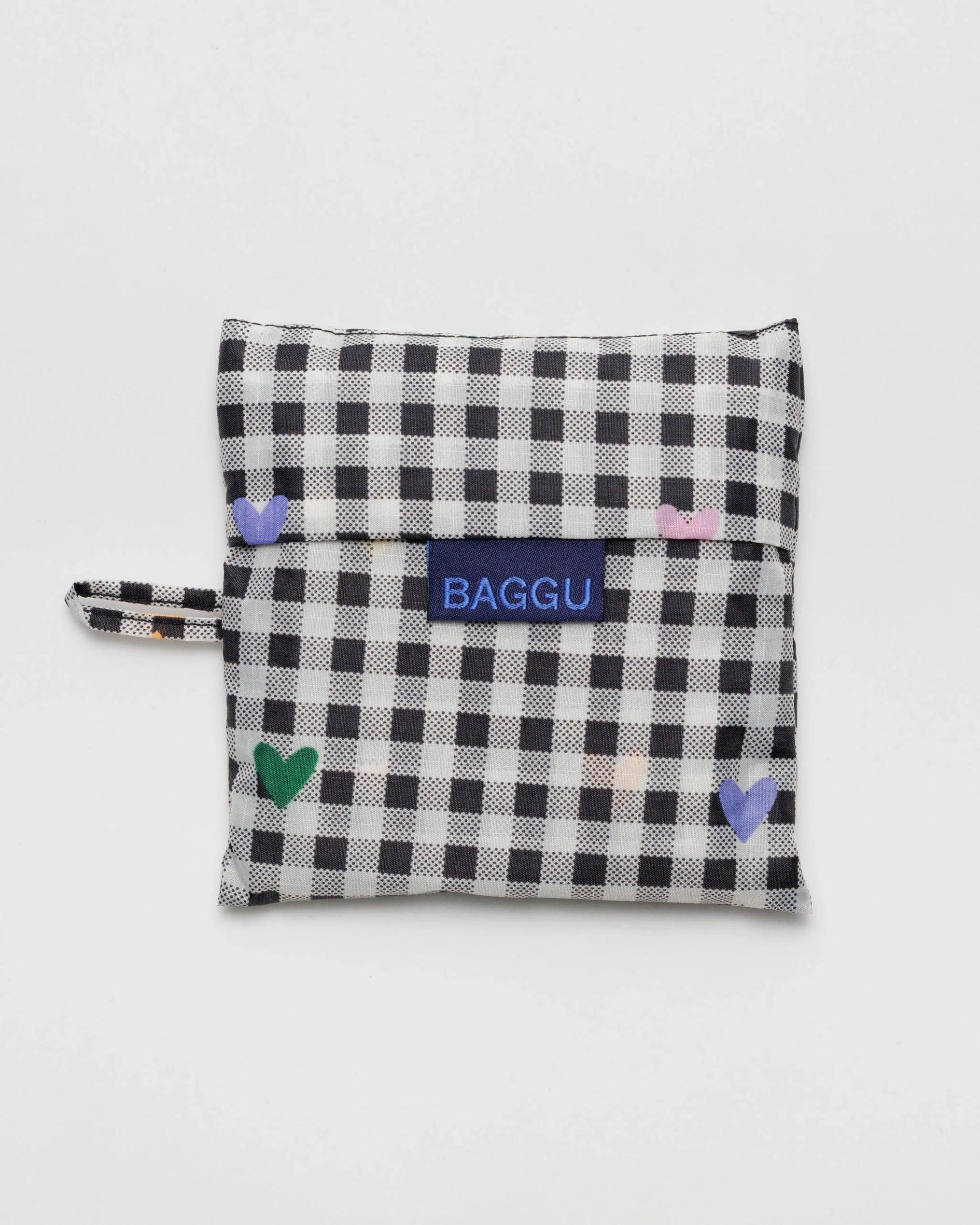 Bolsa Baggu Estándar Reciclada Gingham Hearts - ECRU