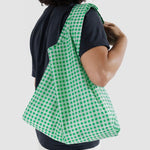 Bolsa Baggu Estándar Reciclada Green Gingham - ECRU