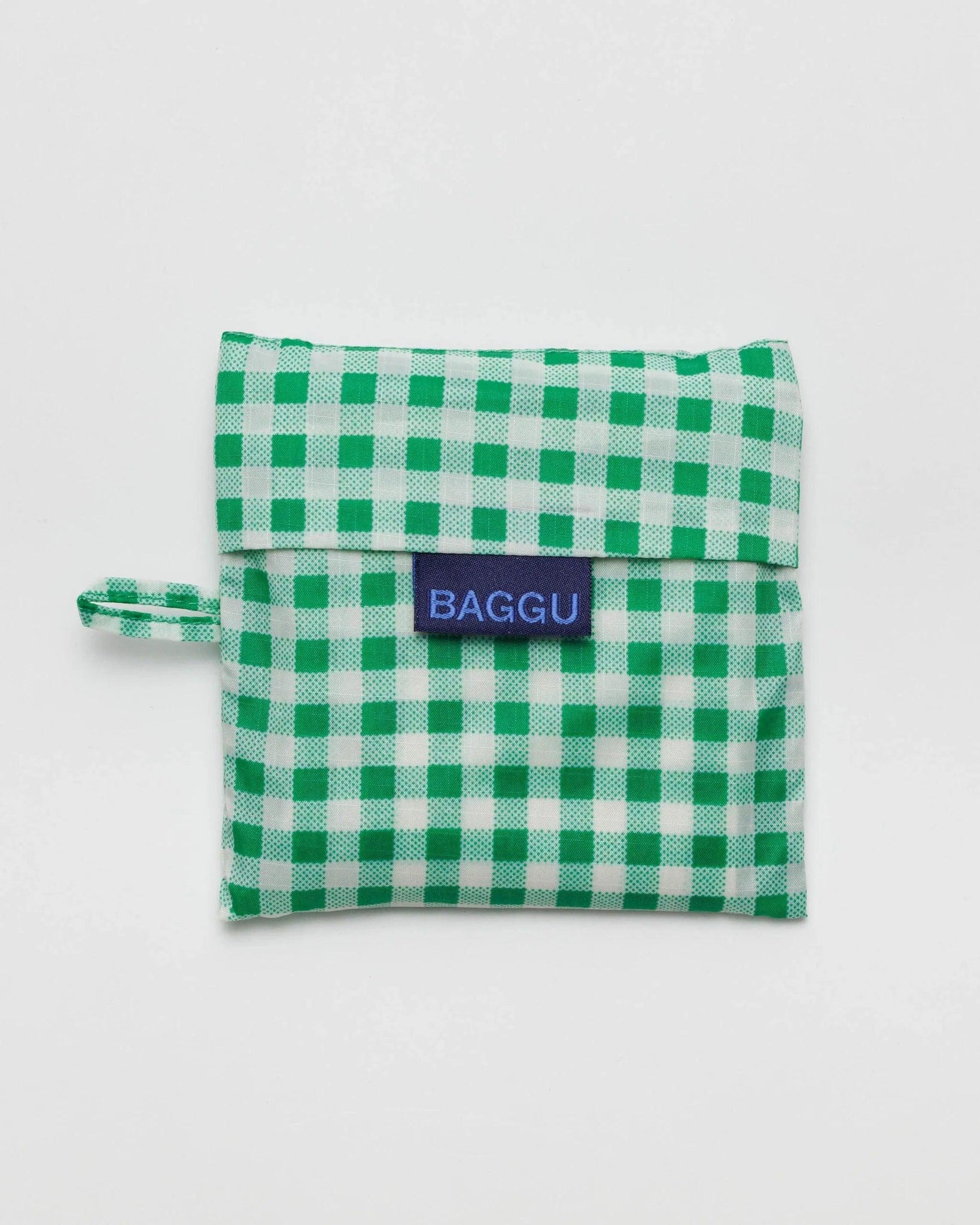 Bolsa Baggu Estándar Reciclada Green Gingham - ECRU