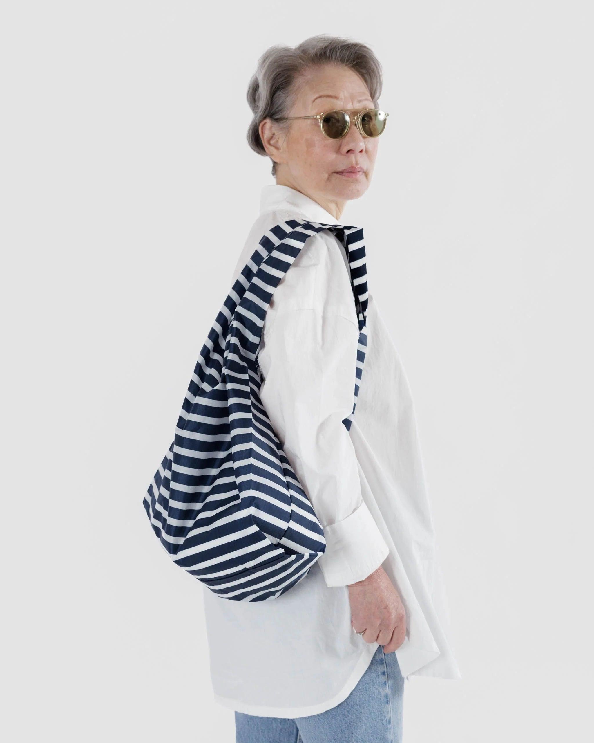 Bolsa Baggu Estándar Reciclada Navy Stripe - ECRU