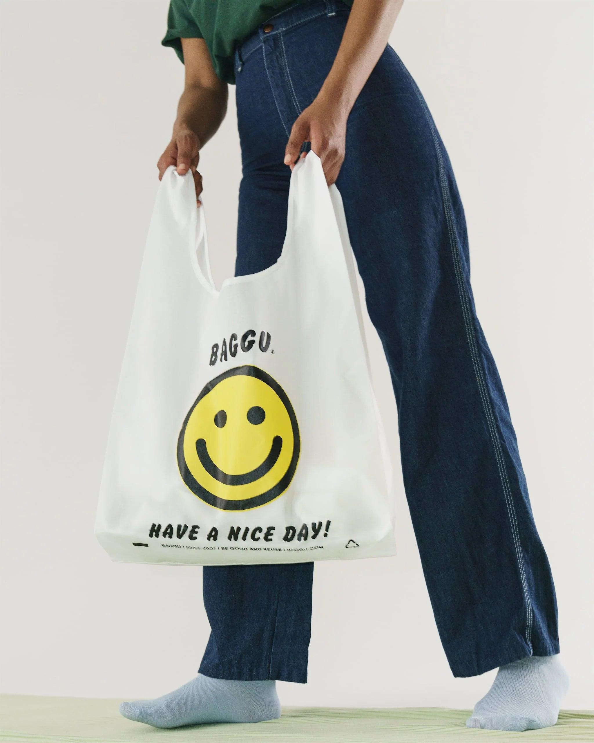 Bolsa Baggu Estándar Reciclada Thank You Happy - ECRU