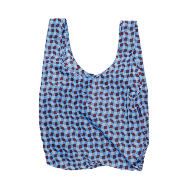 Bolsa Baggu Estándar Reciclada Wavy Gingham Blue - ECRU