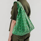 Bolsa Baggu Estándar Reciclada Wavy Gingham Green - ECRU