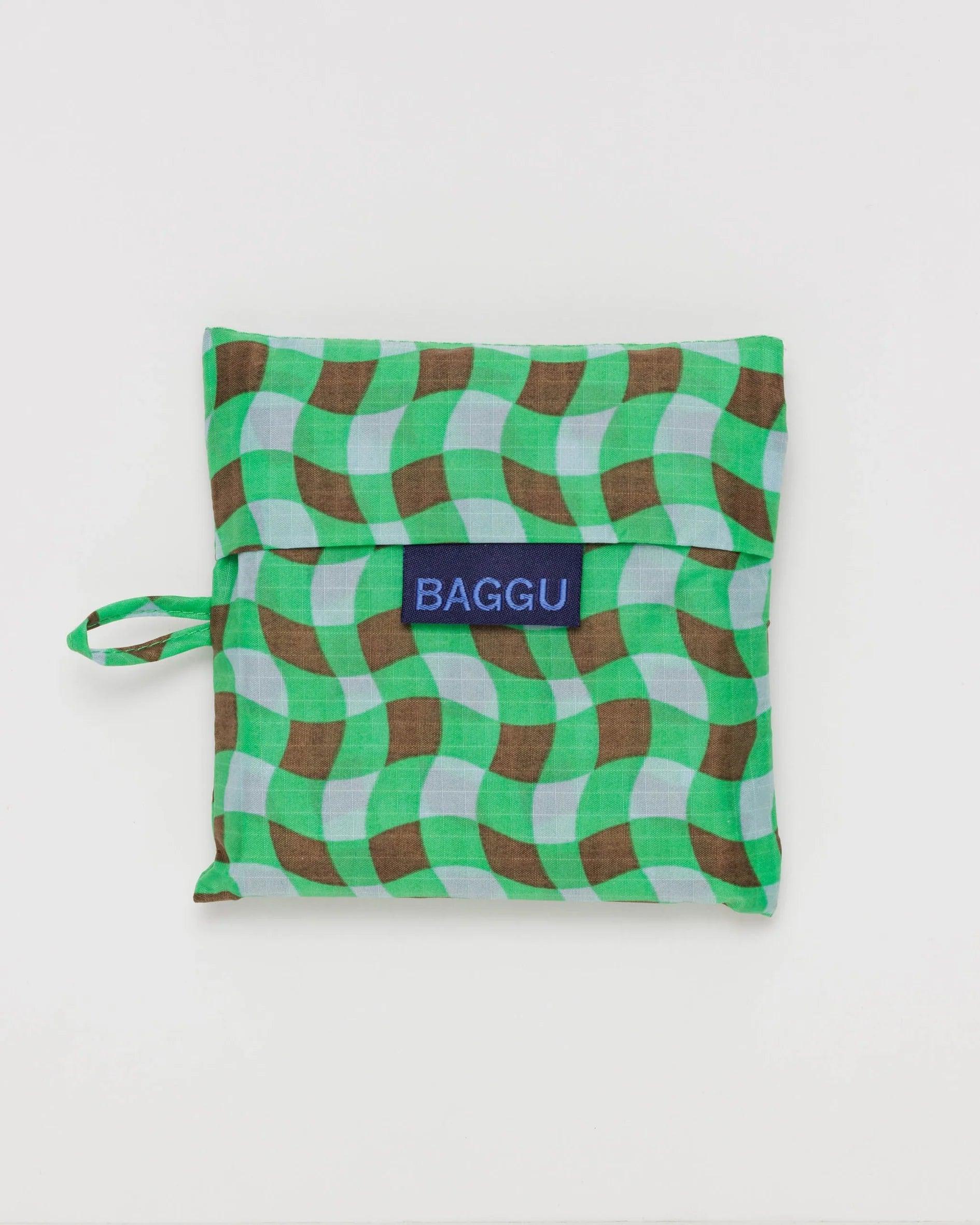 Bolsa Baggu Estándar Reciclada Wavy Gingham Green - ECRU