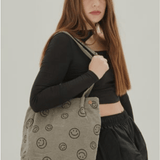 Bolso 24colours Pana Smiley Gris - ECRU