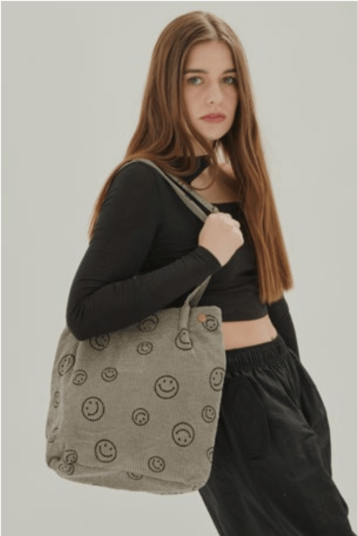 Bolso 24colours Pana Smiley Gris - ECRU