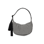 Bolso Baggu Small Nylon Crescent Black & White Gingham - ECRU