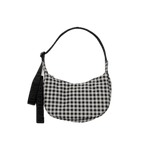 Bolso Baggu Small Nylon Crescent Black & White Gingham - ECRU