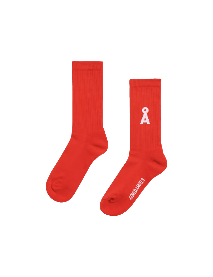 Calcetines Armedangels Saamus Bold Poppy Red - ECRU