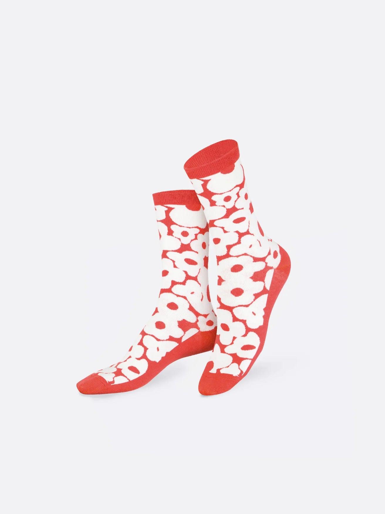 Calcetines Eat My Socks Flower Power Red - ECRU