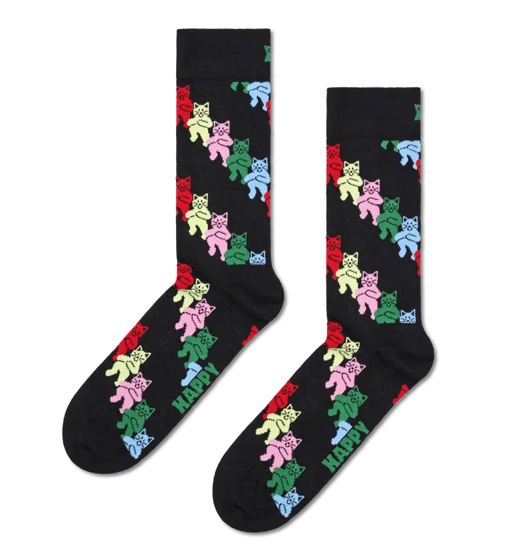 Calcetines Happy Socks Black Dancing Cats - ECRU