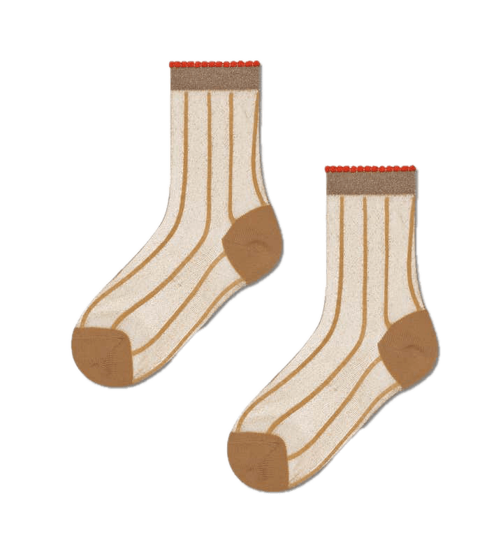 Calcetines Happy Socks Hysteria Light Brown Lily Ankle Sock - ECRU