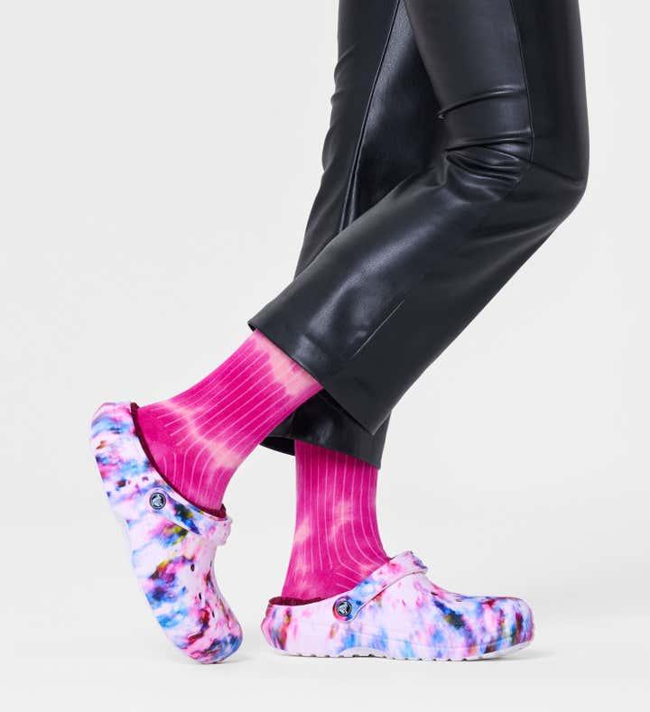 Calcetines Happy Socks Light Pink Tie Dye Crew - ECRU