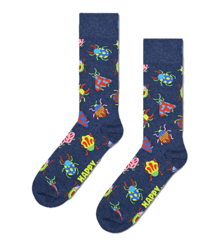 Calcetines Happy Socks Navy Bugs Crew - ECRU