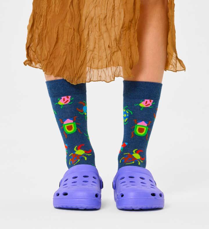 Calcetines Happy Socks Navy Bugs Crew - ECRU