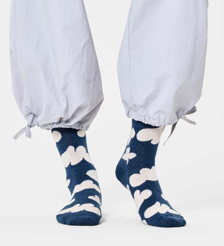 Calcetines Happy Socks Navy Cloudy Crew - ECRU