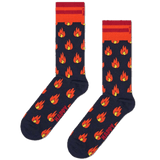 Calcetines Happy Socks Navy Flames Crew - ECRU