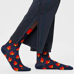 Calcetines Happy Socks Navy Flames Crew - ECRU