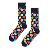 Calcetines Happy Socks Navy Flower Crew - ECRU