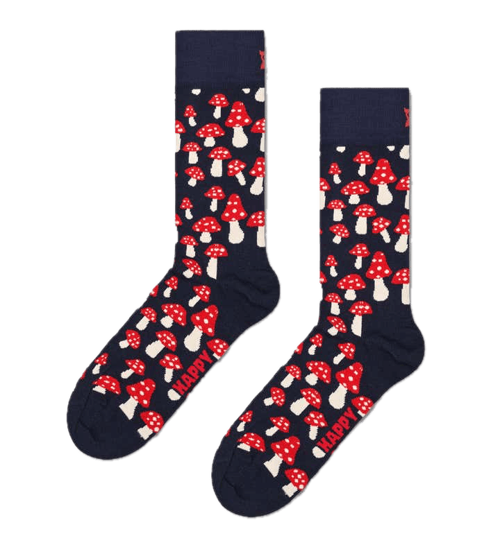 Calcetines Happy Socks Navy Mushroom Crew - ECRU