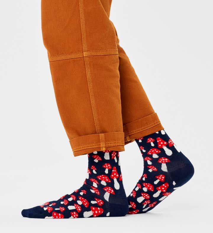 Calcetines Happy Socks Navy Mushroom Crew - ECRU