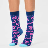 Calcetines Happy Socks Navy Worm Crew - ECRU