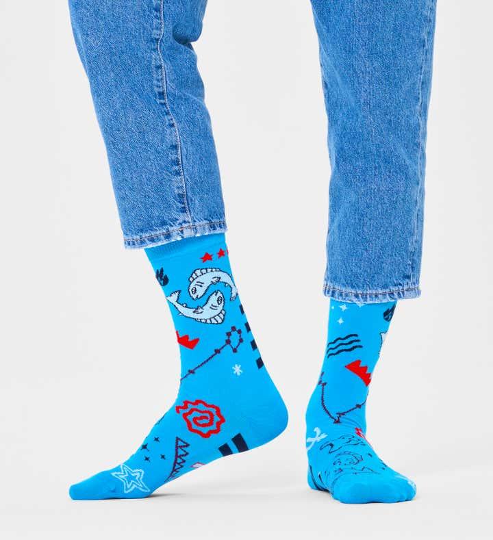 Calcetines Happy Socks Signo del Zodiaco Piscis - ECRU