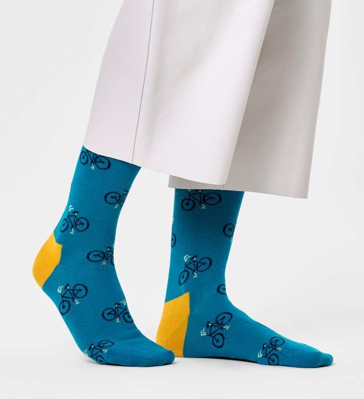 Calcetines Happy Socks Turquoise Bike Crew - ECRU