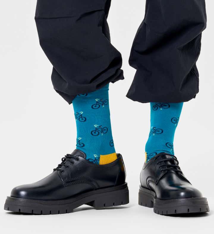 Calcetines Happy Socks Turquoise Bike Crew - ECRU