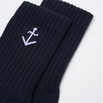 Calcetines La Paz Elias Dark Navy Ecru Logo - ECRU