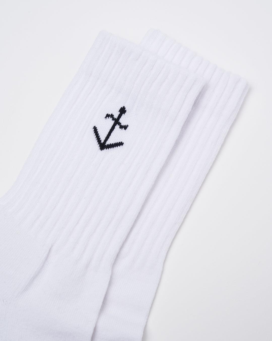 Calcetines La Paz Elías Off White Dark Navy Logo - ECRU