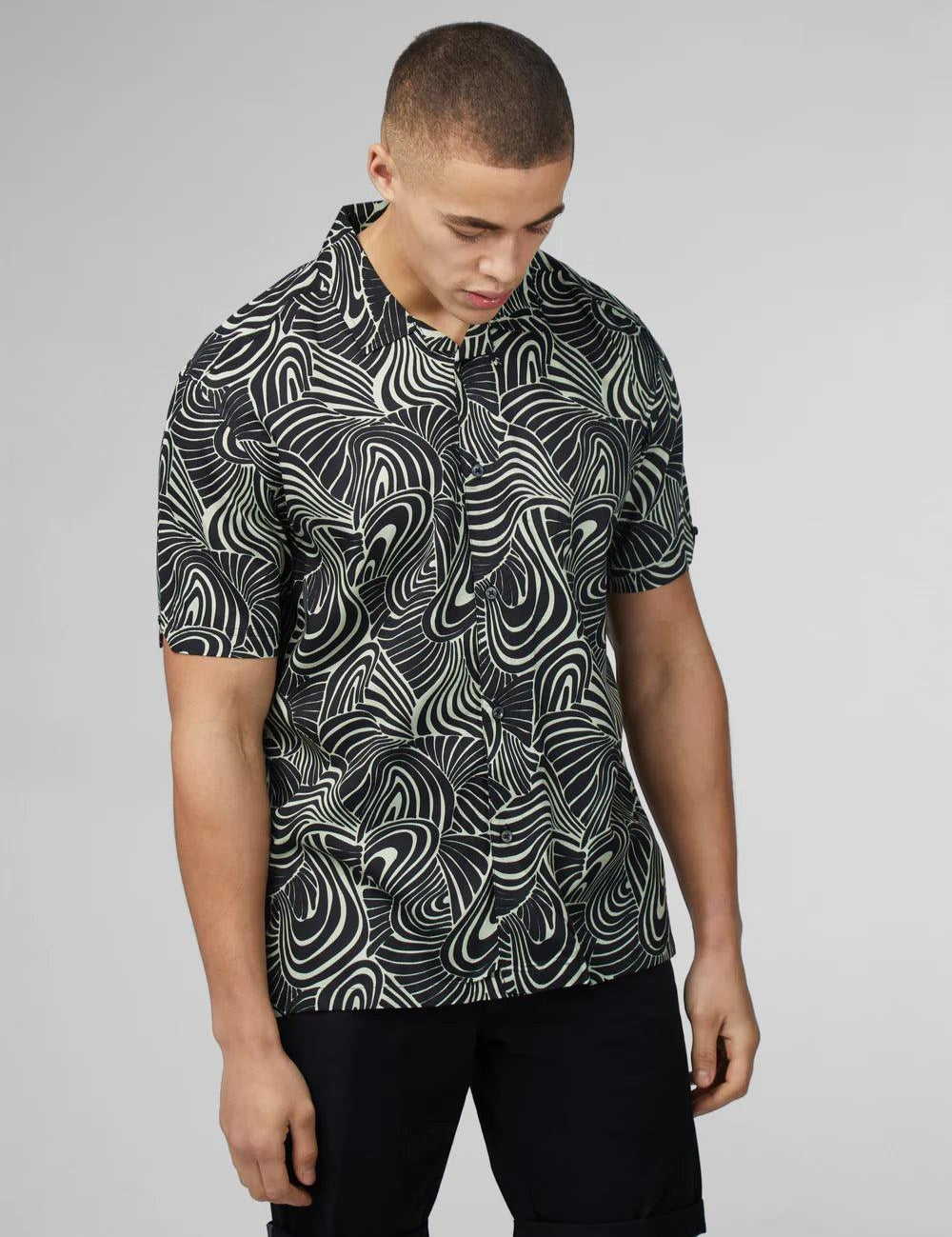 Camisa Ben Sherman Psychedelic Swirl Mint - ECRU