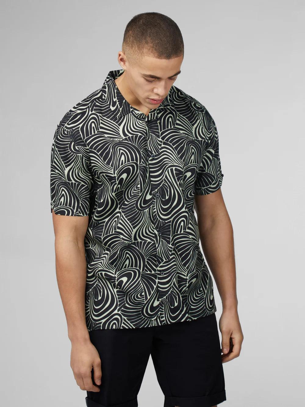 Camisa Ben Sherman Psychedelic Swirl Mint - ECRU