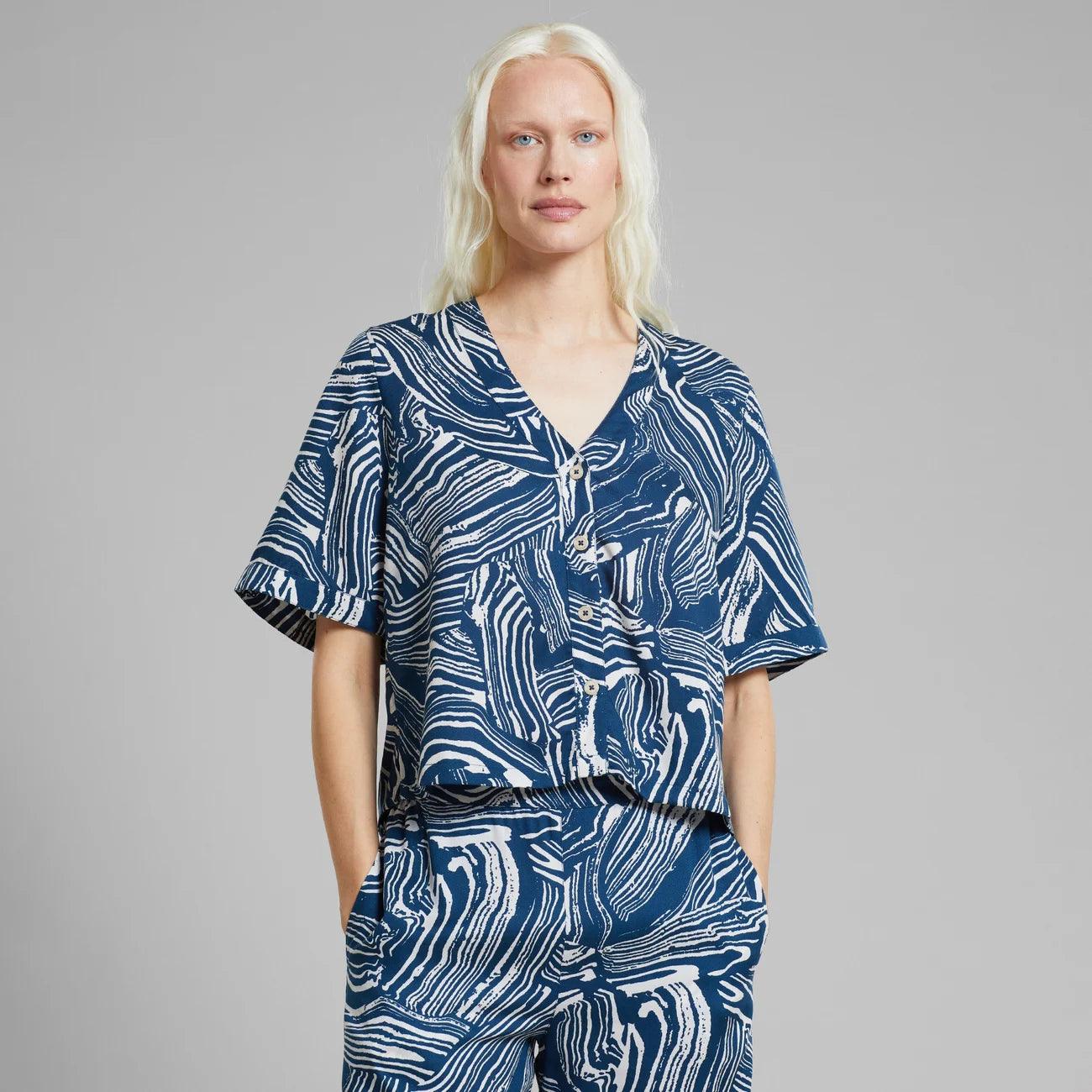 Camisa Dedicated Odense Clay Swirl Azul - ECRU