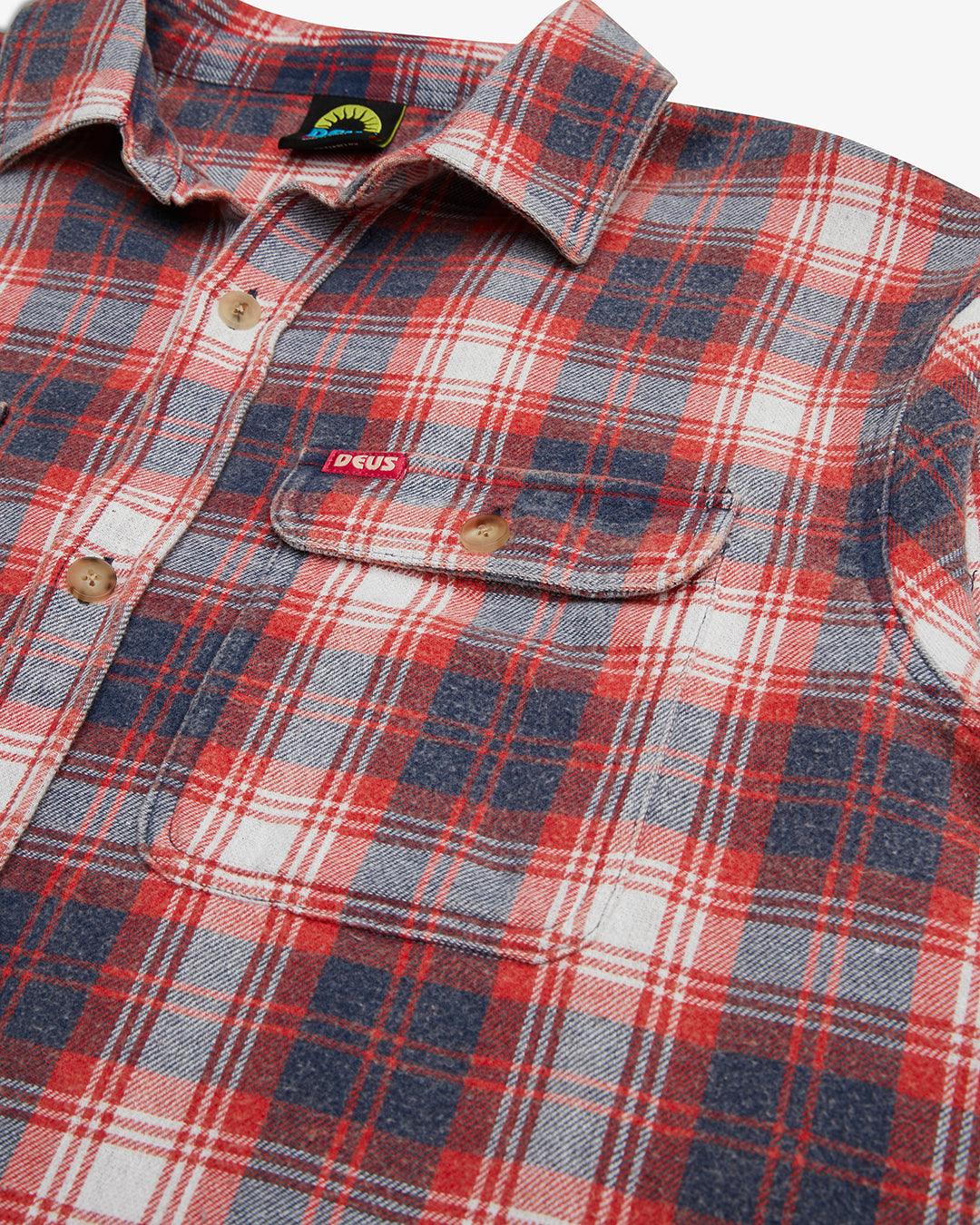 Camisa Deus Ex Machina Vacay Red Check - ECRU