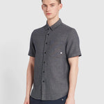 Camisa Farah Denzie Jacquard True Navy - ECRU