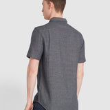 Camisa Farah Denzie Jacquard True Navy - ECRU