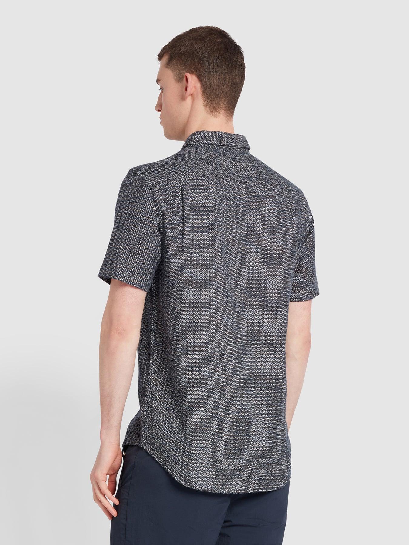 Camisa Farah Denzie Jacquard True Navy - ECRU