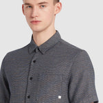 Camisa Farah Denzie Jacquard True Navy - ECRU