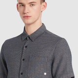 Camisa Farah Denzie Jacquard True Navy - ECRU